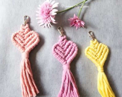 Macrame keychain heart shaped